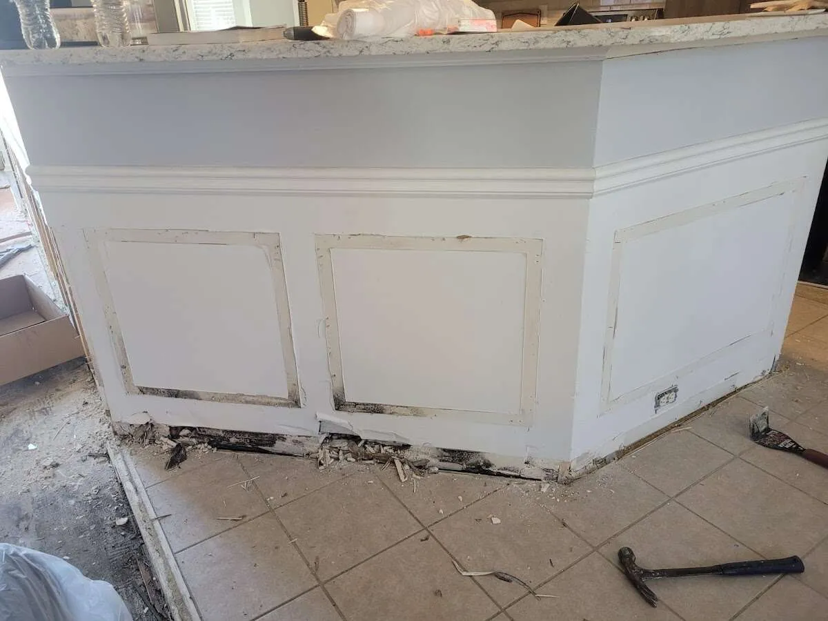 Water damage and mold on kitchen during Storm Damage Restoration in Marion